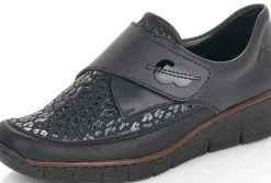 New Rieker Deserto Black Print Wedge Loafer