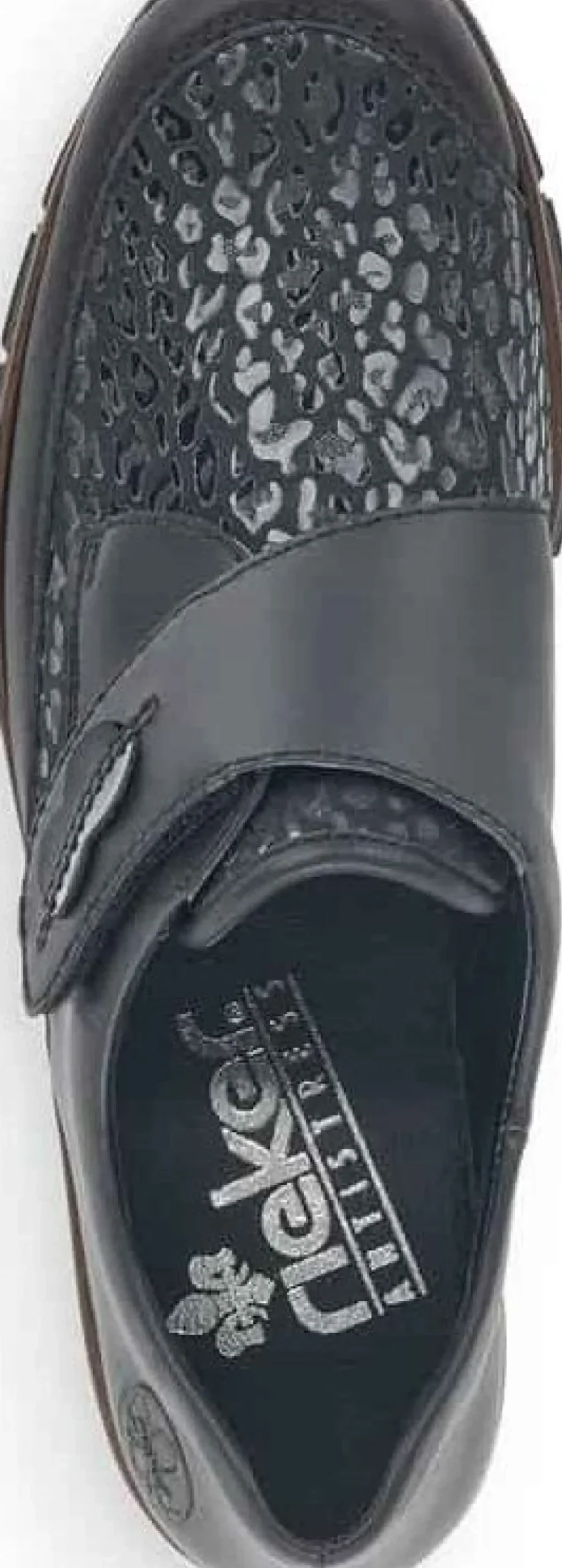 New Rieker Deserto Black Print Wedge Loafer