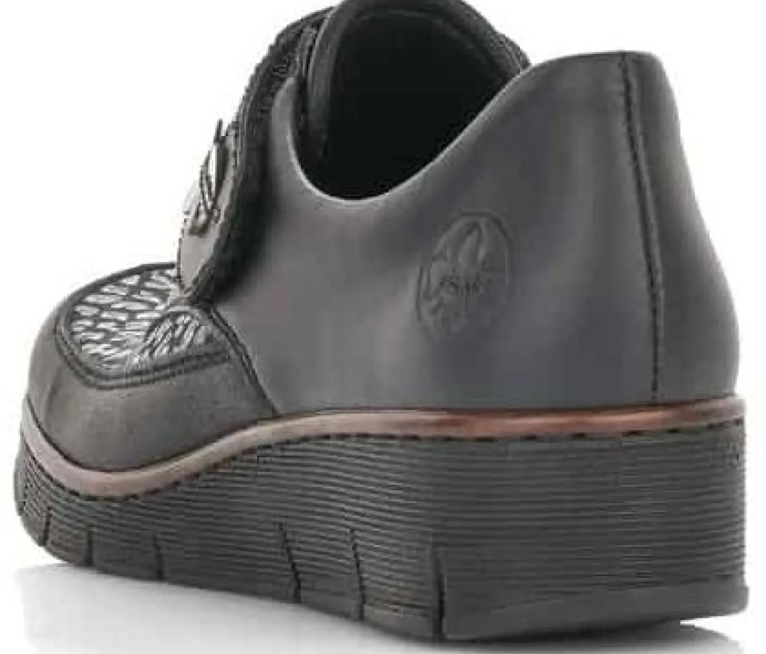 New Rieker Deserto Black Print Wedge Loafer