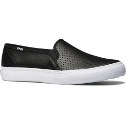 Sale Keds Double Decker Black Perforated Leather Slip-On Sneaker