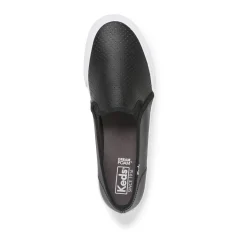 Sale Keds Double Decker Black Perforated Leather Slip-On Sneaker