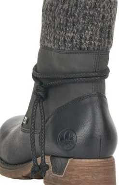 Sale Rieker Eagle Black Grey Knit Ankle Boot