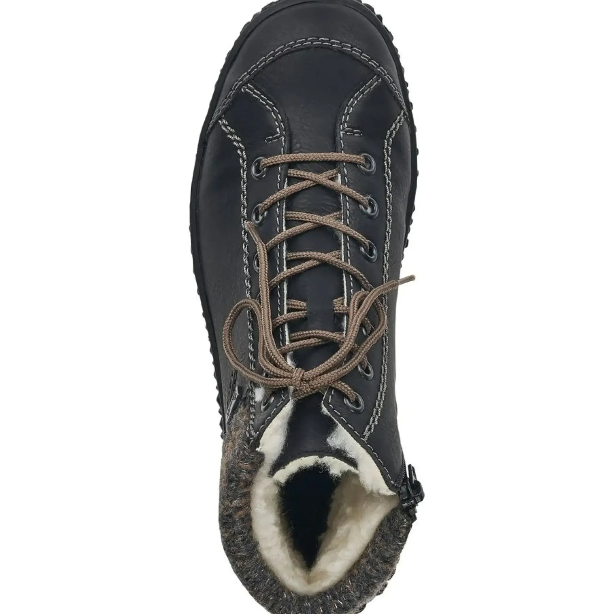 Rieker Eagle Black Knit Lace-Up Ankle Boot