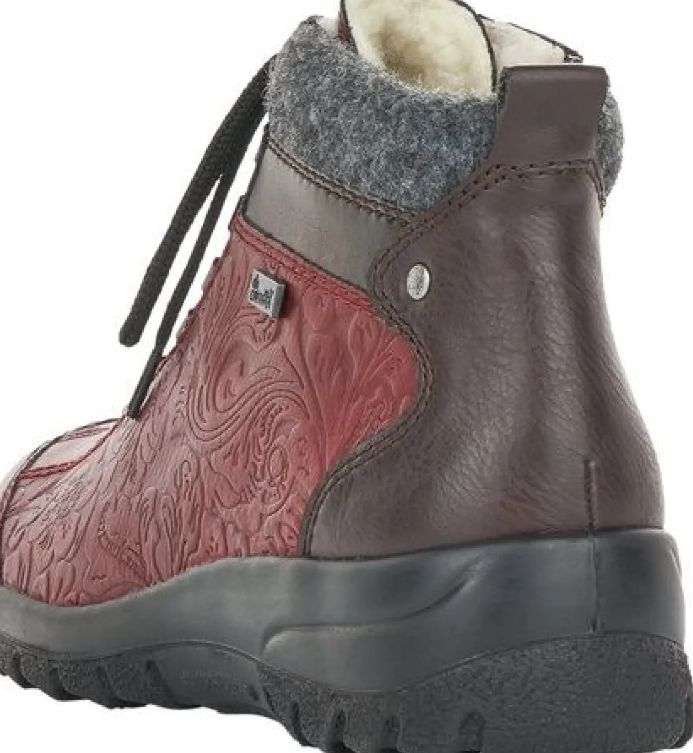 New Rieker Eagle Wine Lace-Up Ankle Boot