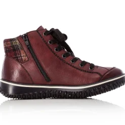 Rieker Eagle Wine Tartan Lace-Up Ankle Boot