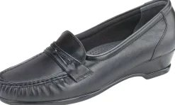 Hot SAS Shoes Easier Black Leather Slip On Wedge Loafer
