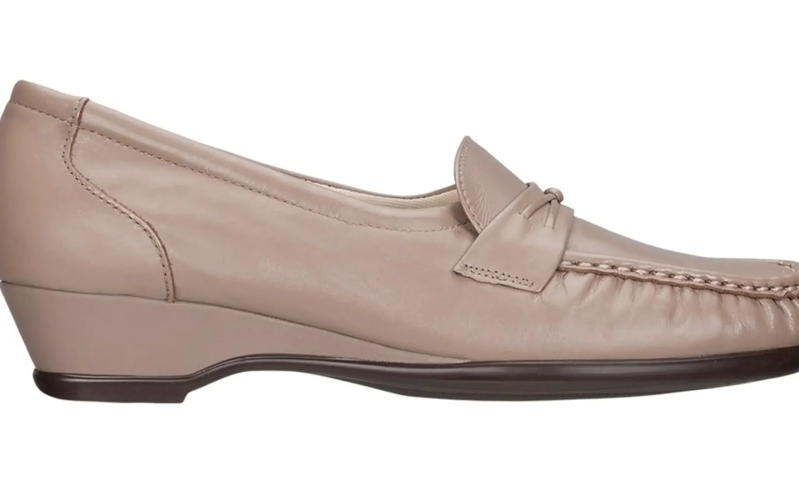 Outlet SAS Shoes Easier Mocha Leather Slip On Wedge Loafer