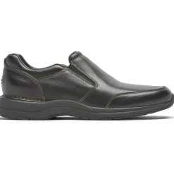 Clearance Rockport Edge Hill 2 Black Leather Double Gore Slip-On Casual Dress Shoe