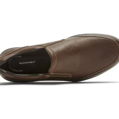 Clearance Rockport Edge Hill 2 Brown Leather Double Gore Slip-On Casual Dress Shoe