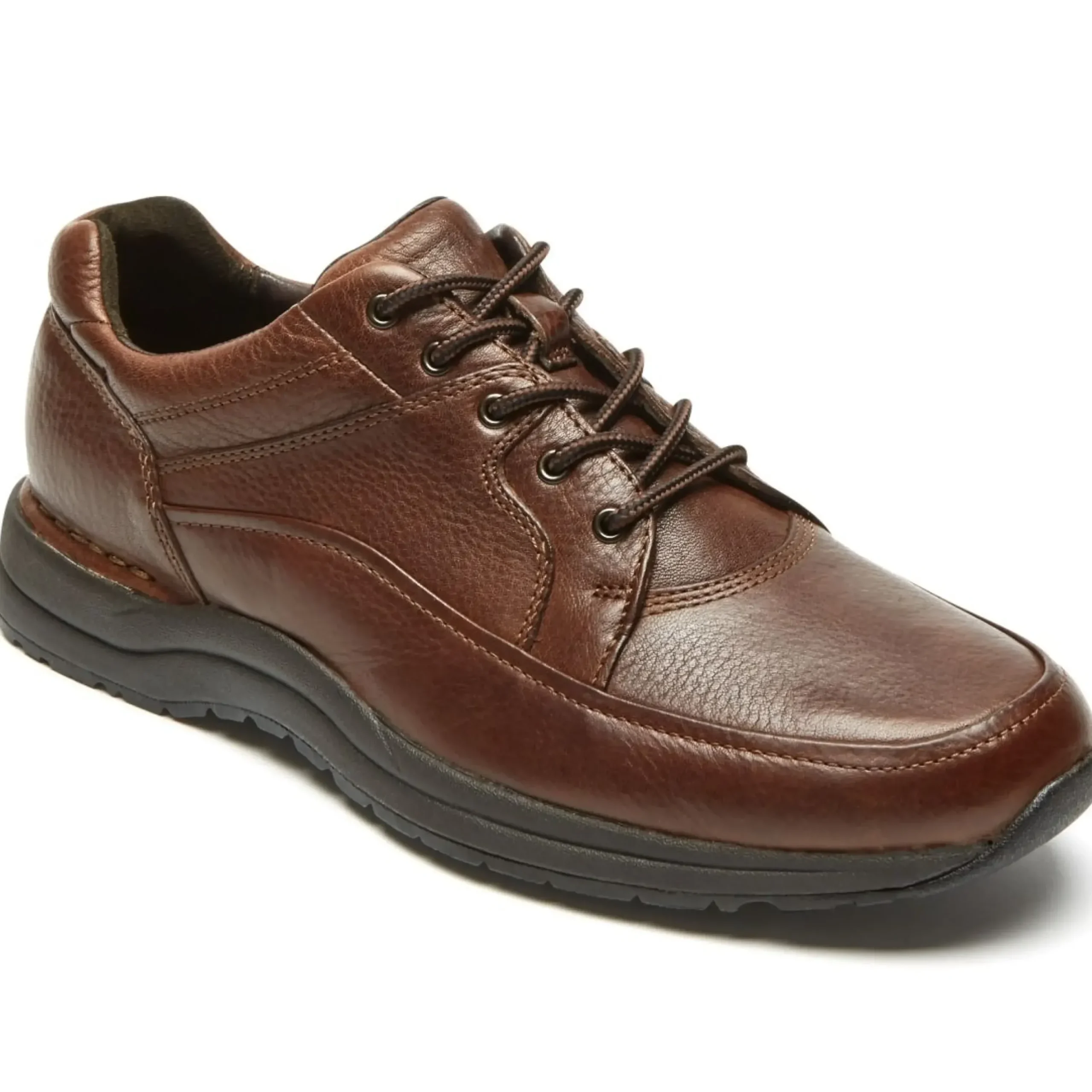 New Rockport Edge Hill Brown Leather Lace-Up Walking Shoe
