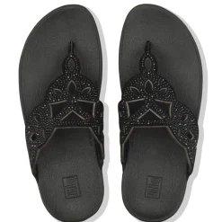 Outlet Fit Flop Elora Crystal Black Thong Sandal
