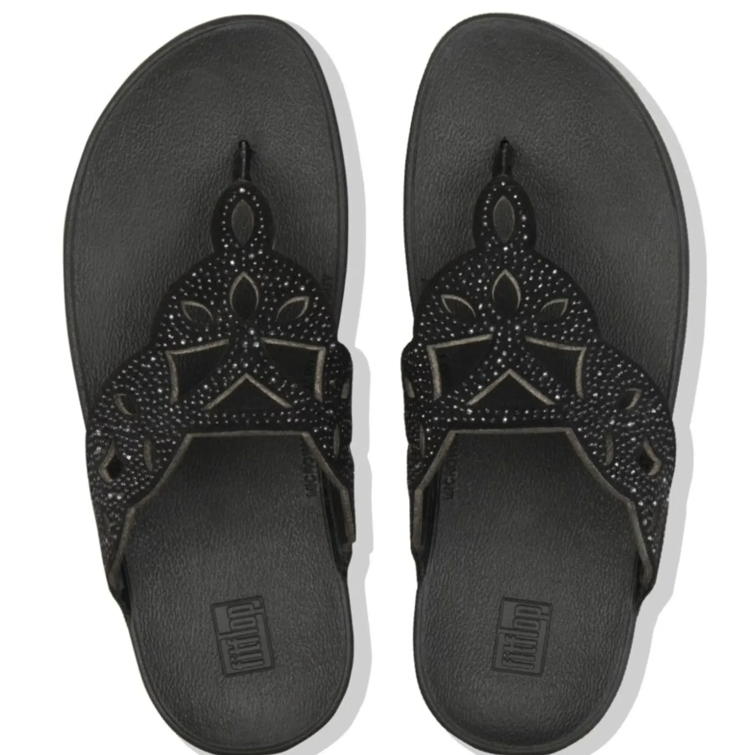 Outlet Fit Flop Elora Crystal Black Thong Sandal
