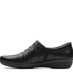 New Clarks Everlay Heidi Black Leather Slip-On