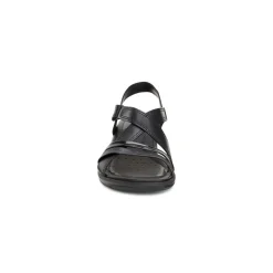 Discount Ecco Felicia Sandal Black Leather Adjustable Strap Wedge Sandal