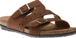 Sale Earth Felix Bark Brown Perforated Strappy Slide Sandal