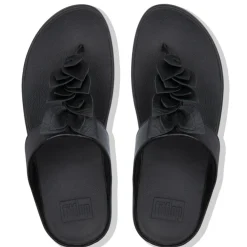 Discount Fit Flop Fino Black Leather Thong Sandal