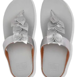 Online Fit Flop Fino Silver Leather Thong Sandal