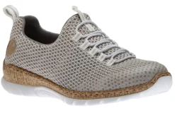 New Rieker Foil Beige Multicolour Knit Slip-On Bungee Sneaker