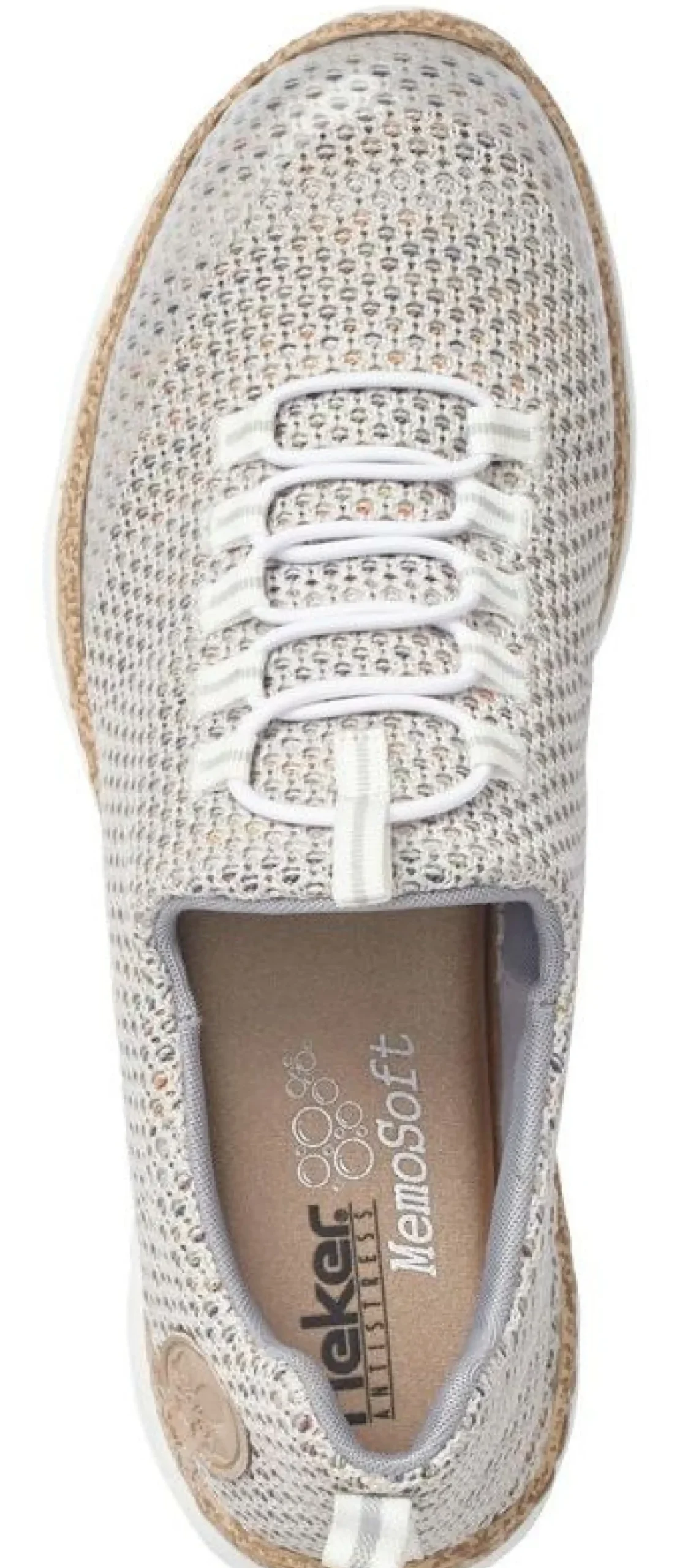 New Rieker Foil Beige Multicolour Knit Slip-On Bungee Sneaker