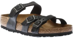 Clearance Birkenstock Franca Black Oiled Leather Slide Sandal
