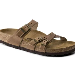 Sale Birkenstock Franca Oiled Leather Tobacco Brown Slide Sandal