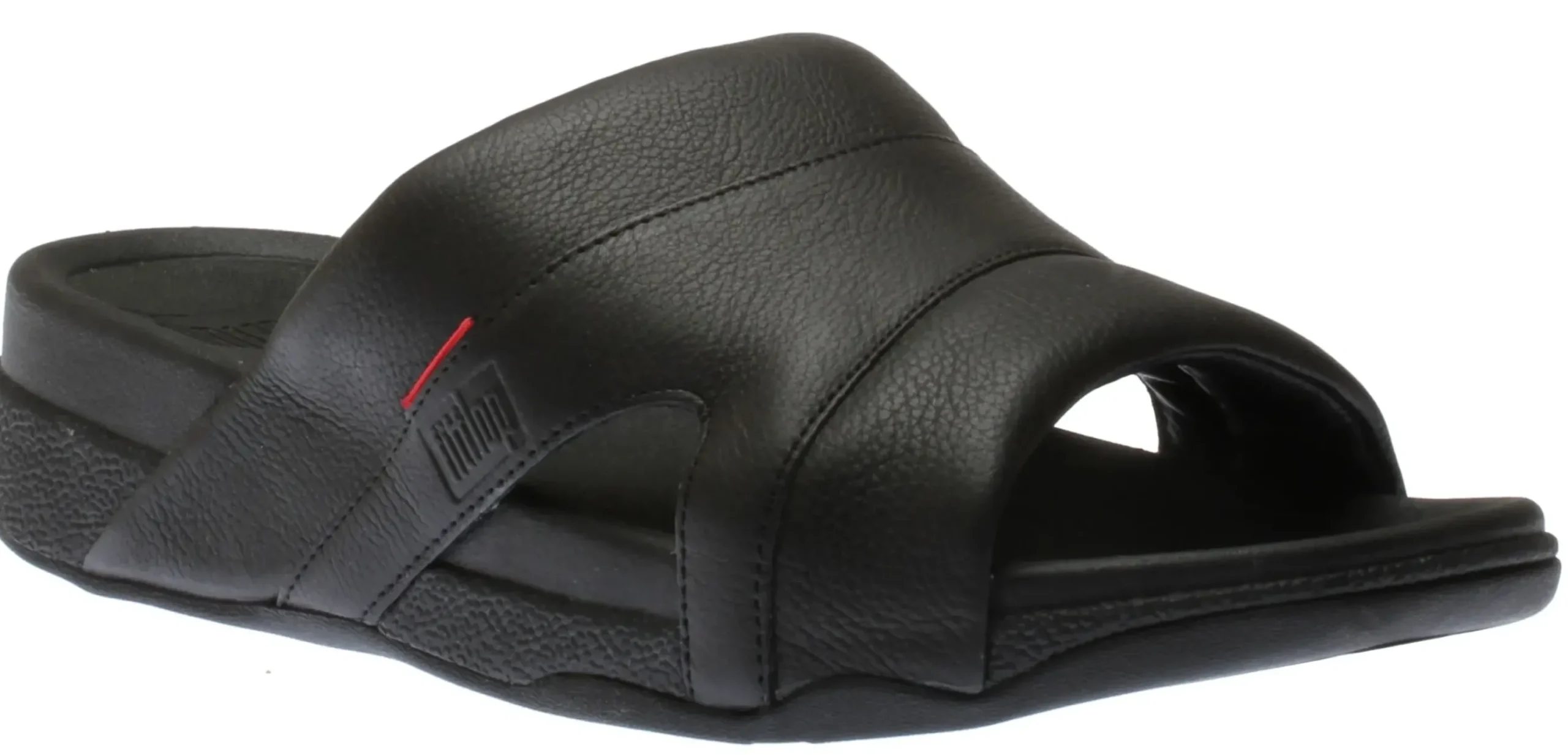 Hot Fit Flop Freeway Black Leather Pool Slide Sandal