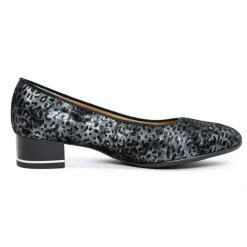 Hot Ara Gabrielle Black & Silver Animal Print Pump