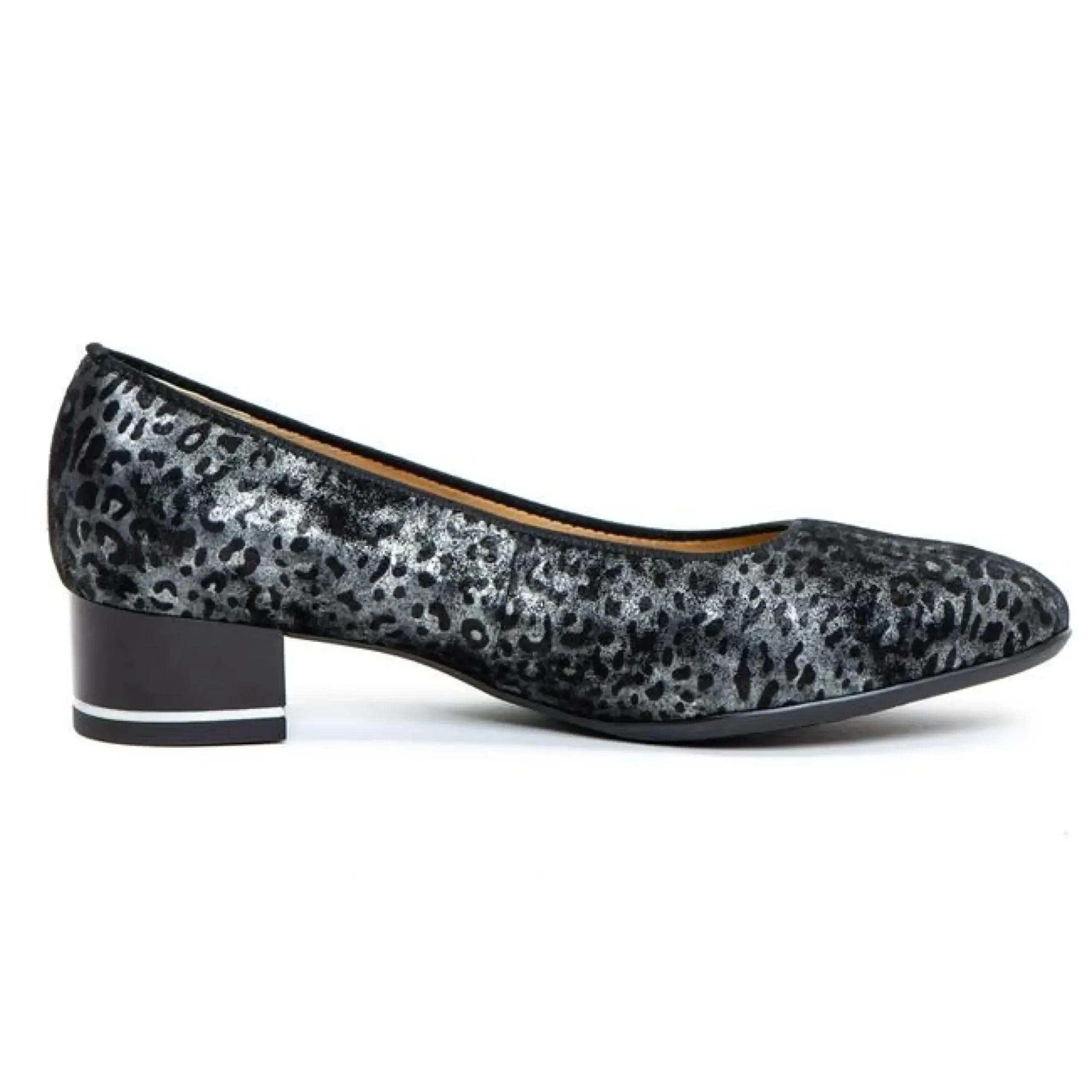 Hot Ara Gabrielle Black & Silver Animal Print Pump
