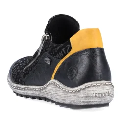 New Remonte Gargano Black Yellow Print Zipper Sneaker