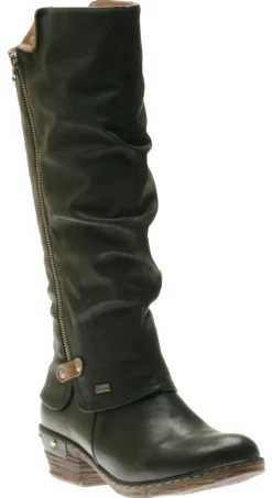 Discount Rieker Genf Black Ruched Tall Winter Boot
