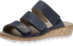Discount Romika Gina 17 Ocean Blue Slide Wedge Sandal