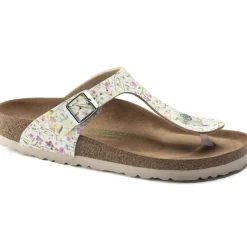 Discount Birkenstock Gizeh Vegan Birko-Flor Watercolor Flower White Thong Sandal