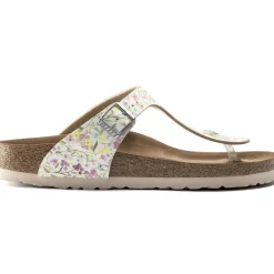 Discount Birkenstock Gizeh Vegan Birko-Flor Watercolor Flower White Thong Sandal