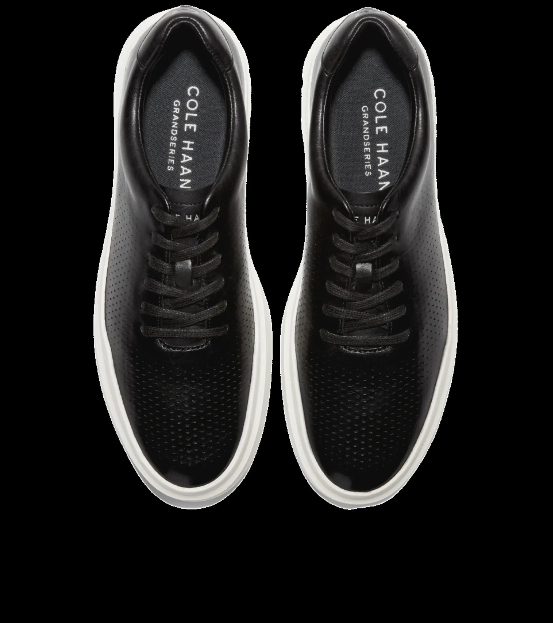 Outlet Cole Haan Grandpru00F8 Rally Laser Cut Black Leather Lace-Up Sneaker