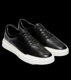Outlet Cole Haan Grandpru00F8 Rally Laser Cut Black Leather Lace-Up Sneaker