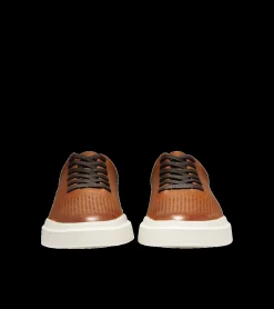 Discount Cole Haan Grandpru00F8 Rally Laser Cut Tan Brown Leather Lace-Up Sneaker
