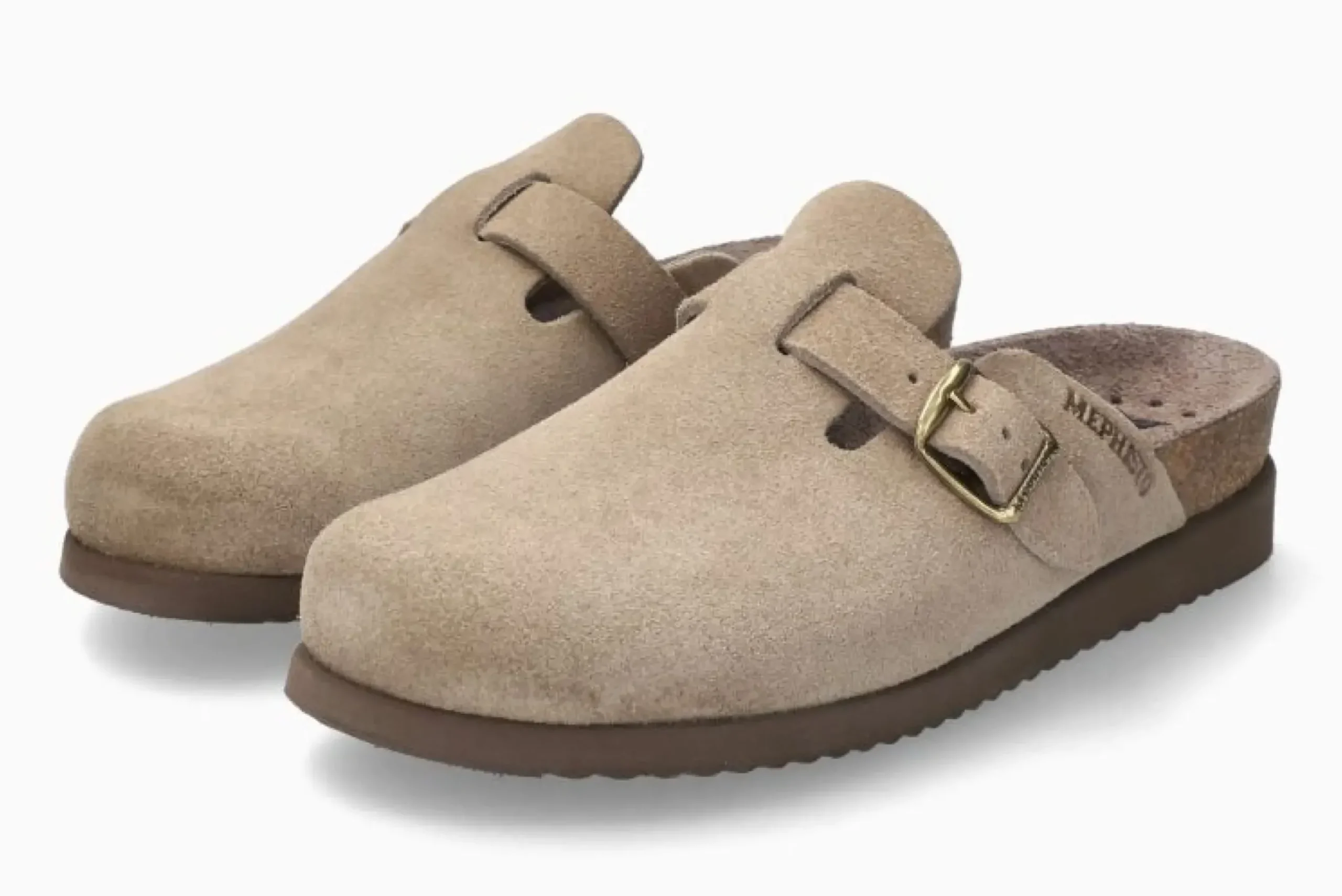 Outlet Mephisto Halina Warm Grey Suede Leather Clog