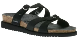 Best Mephisto Hannel Black Nubuck Leather Slide Sandal