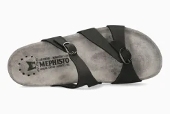 Best Mephisto Hannel Black Nubuck Leather Slide Sandal