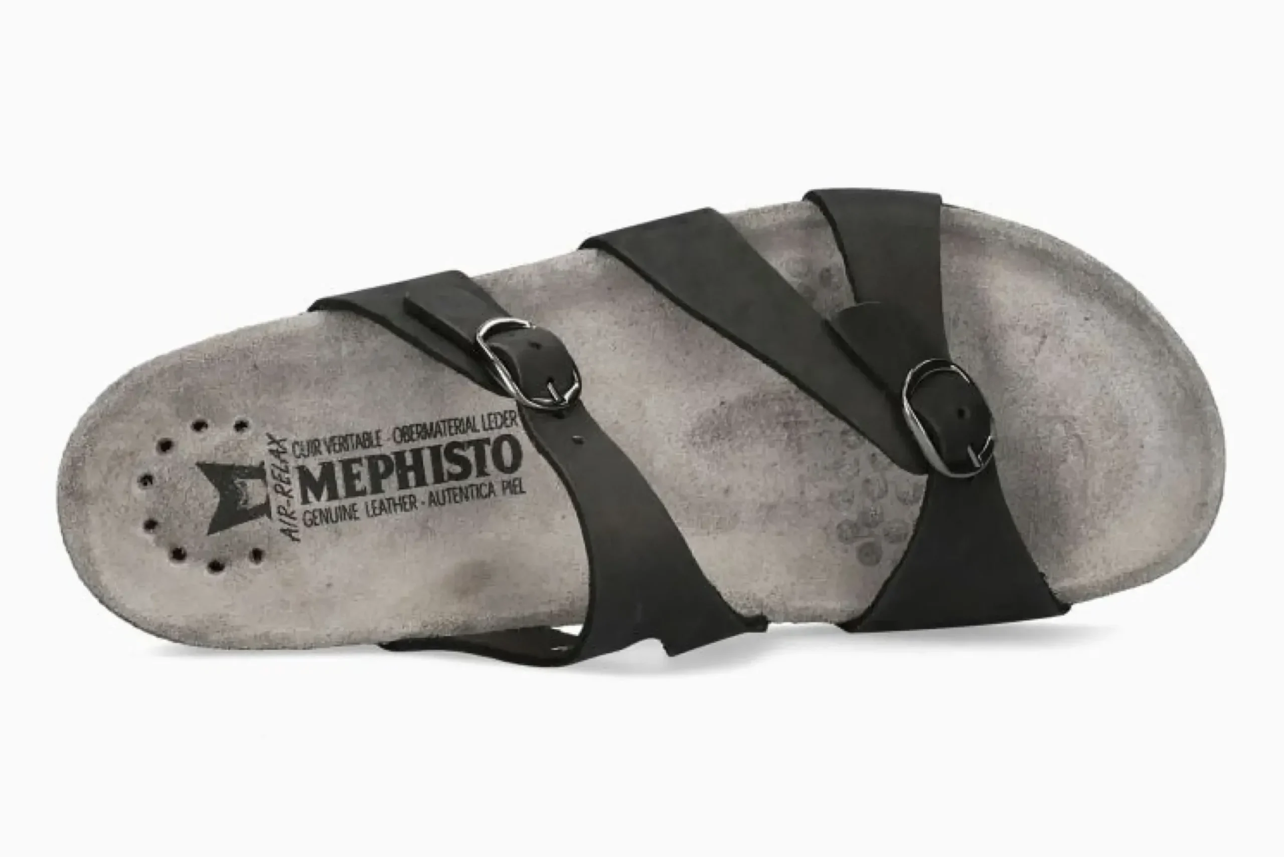 Best Mephisto Hannel Black Nubuck Leather Slide Sandal