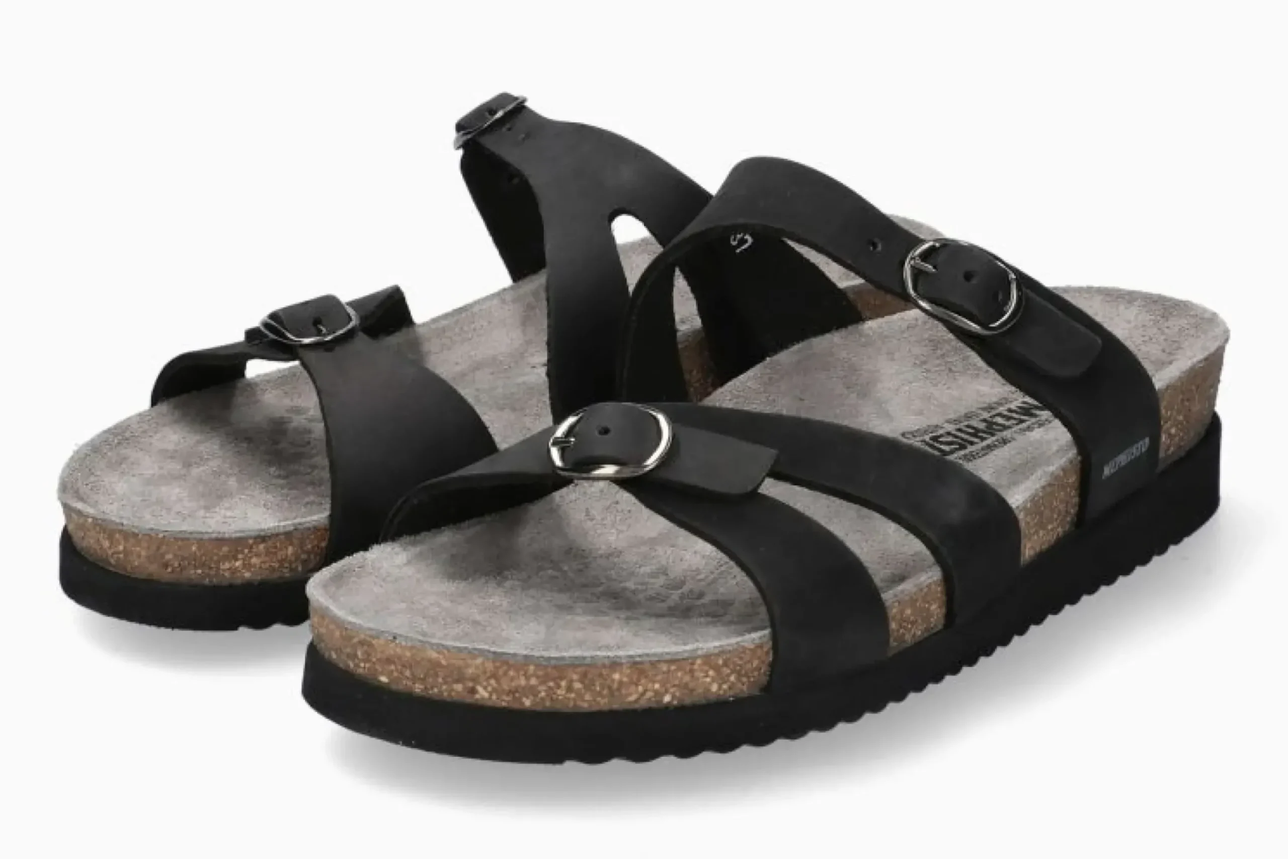 Best Mephisto Hannel Black Nubuck Leather Slide Sandal