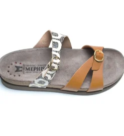 Best Mephisto Hannel Copacabana Camel Waxy Leather Slide Sandal