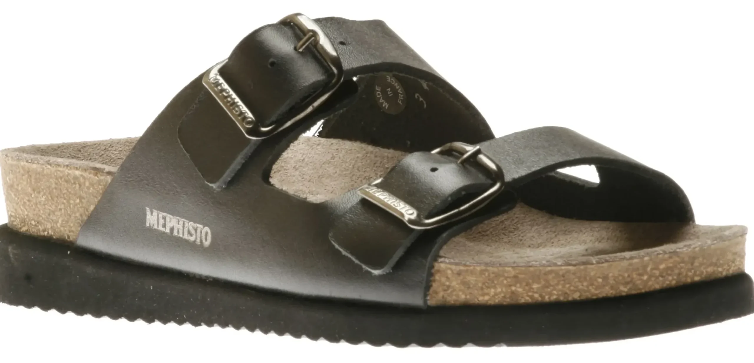 Clearance Mephisto Harmony Black Leather Slide Sandal