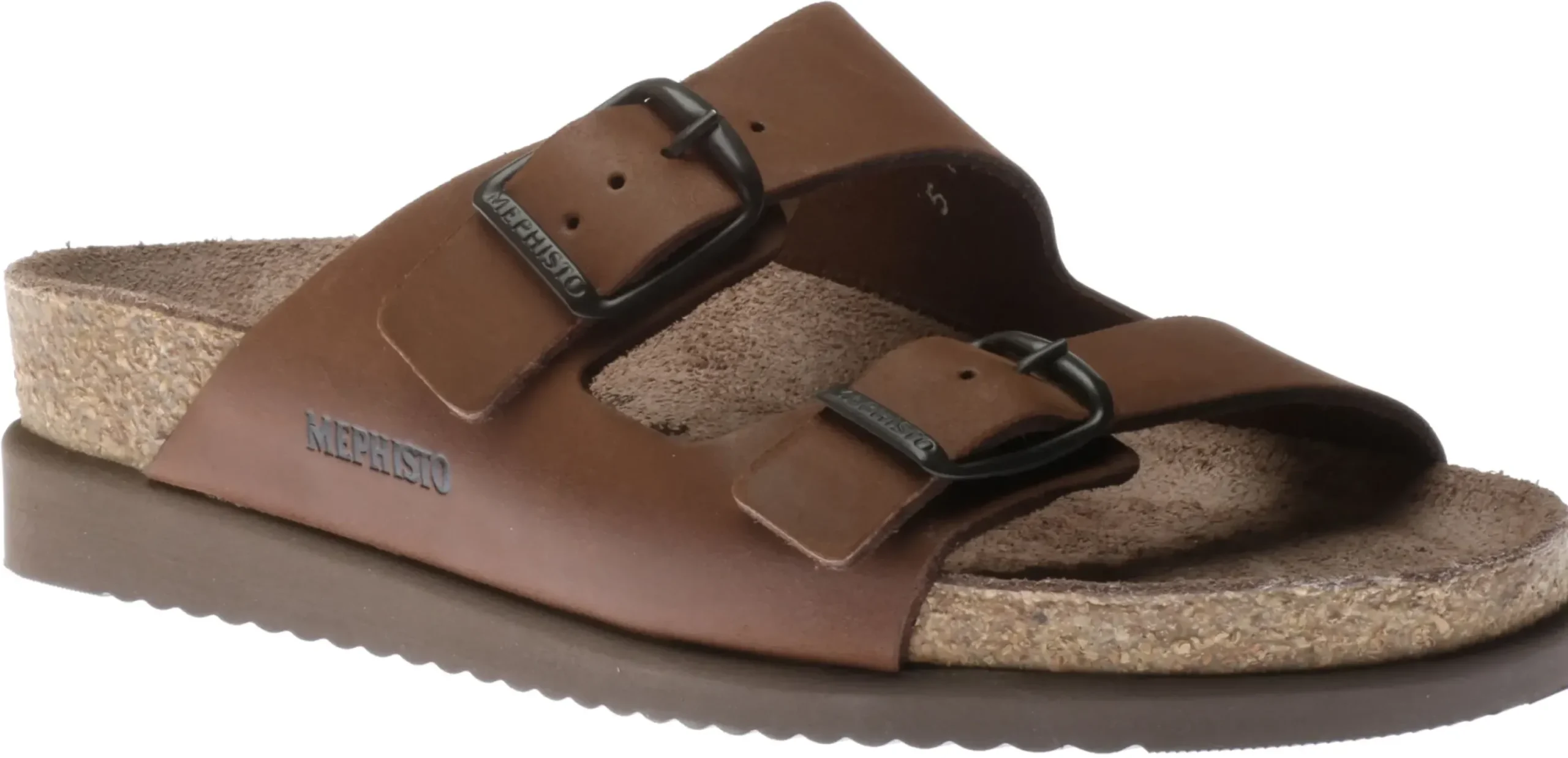Best Mephisto Harmony Brown Nubuck Leather Slide Sandal