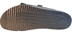 Mephisto Harmony Metallic Grey Leather Crinkle Slide Sandal