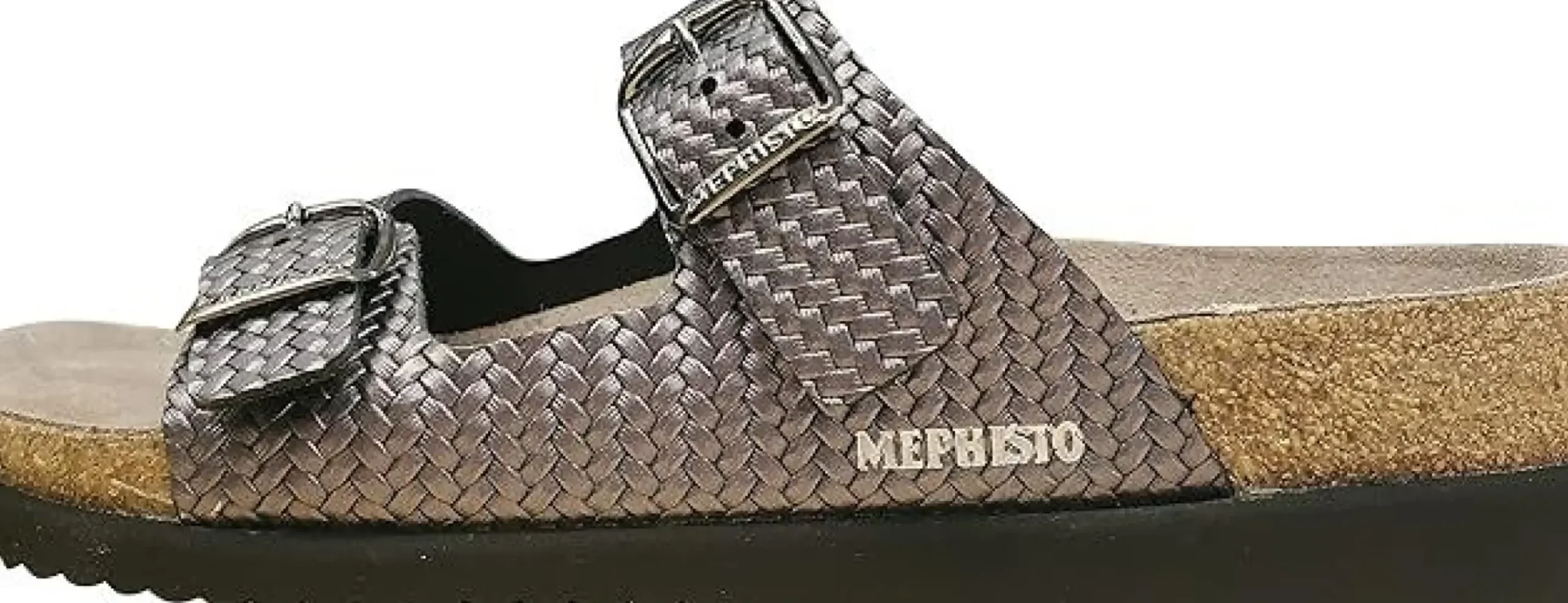 New Mephisto Helda Plus Wide Width Grey Twist Slide Sandal