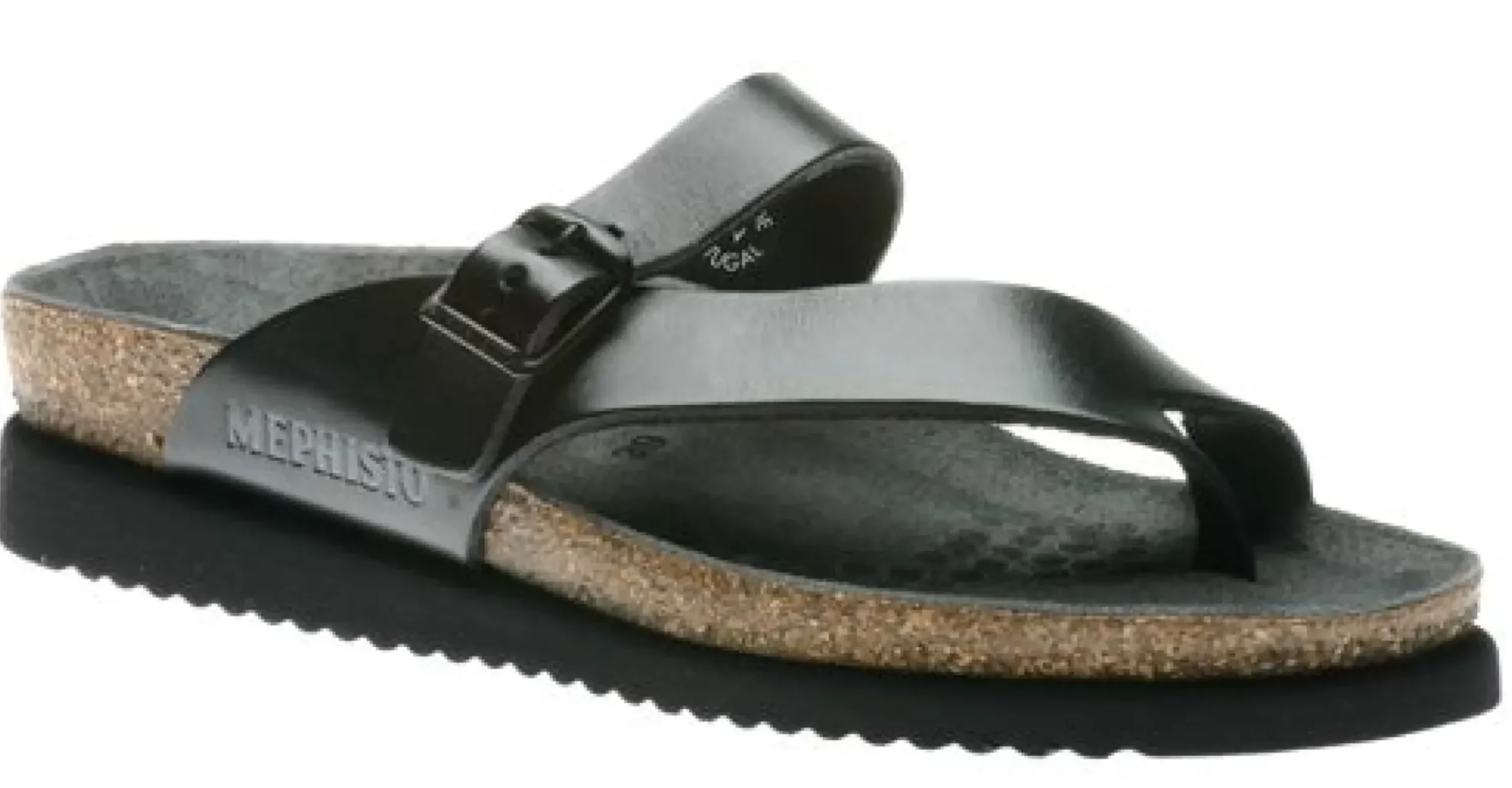 Mephisto Helen Black Leather Thong Sandal