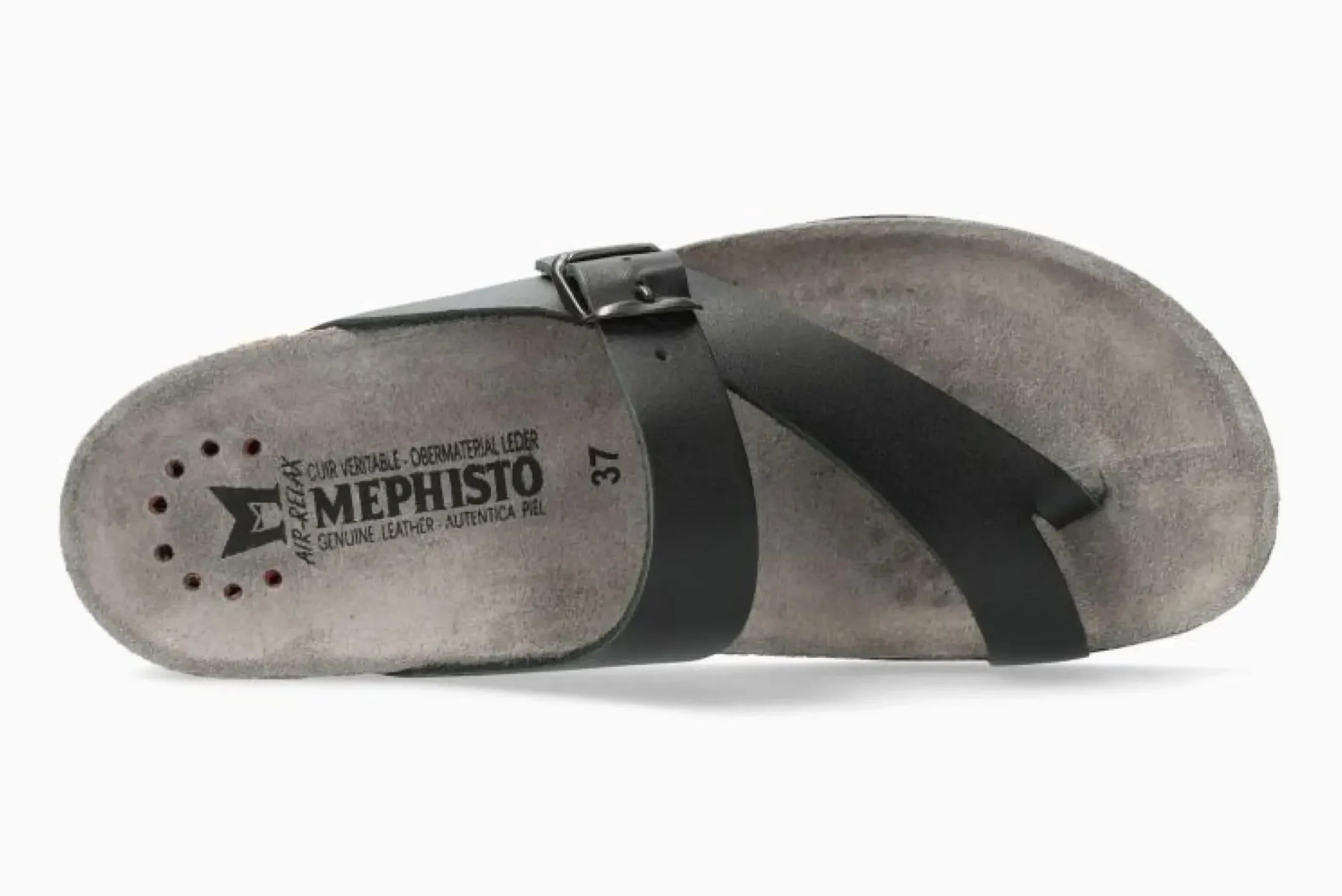 Mephisto Helen Black Leather Thong Sandal