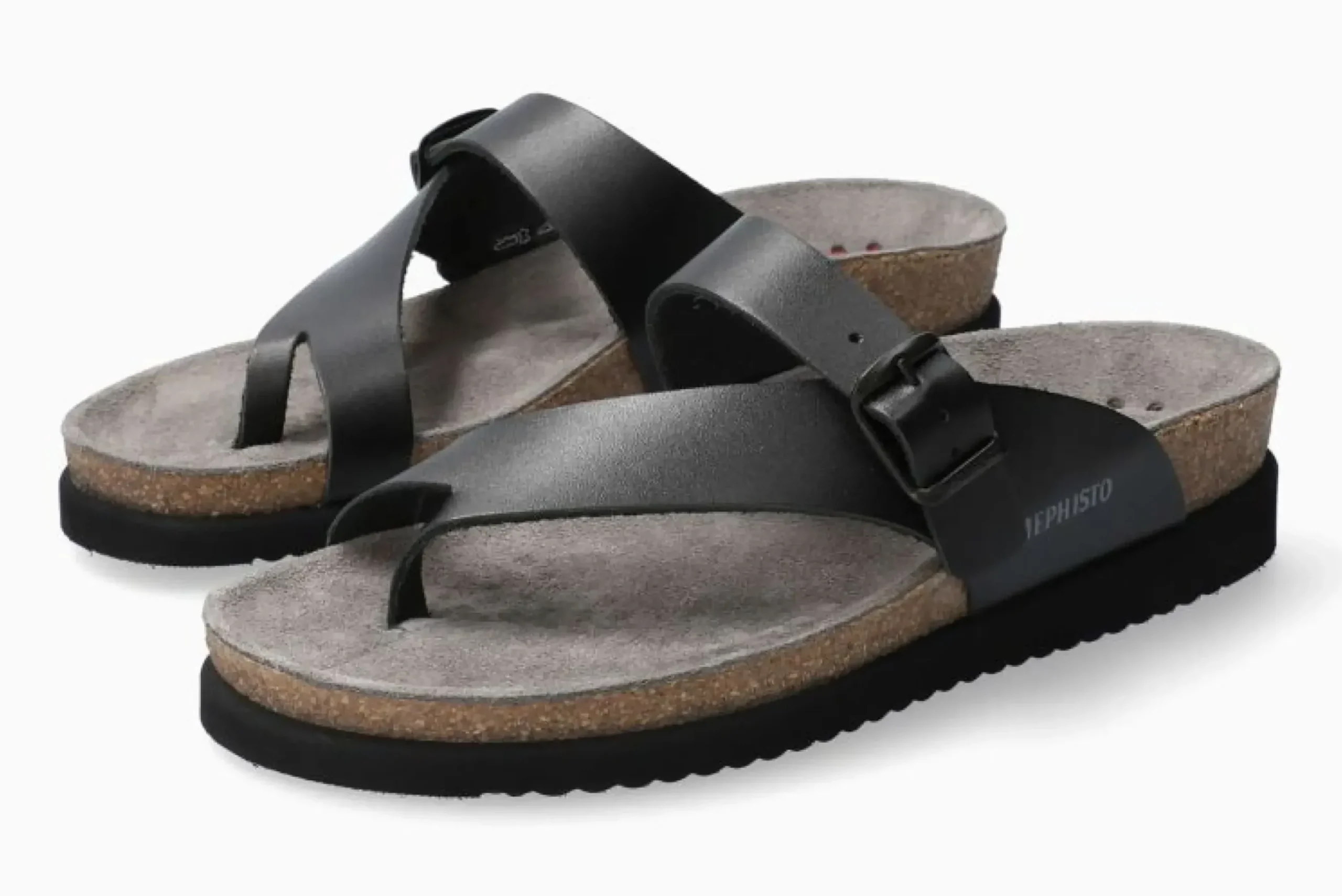 Mephisto Helen Black Leather Thong Sandal