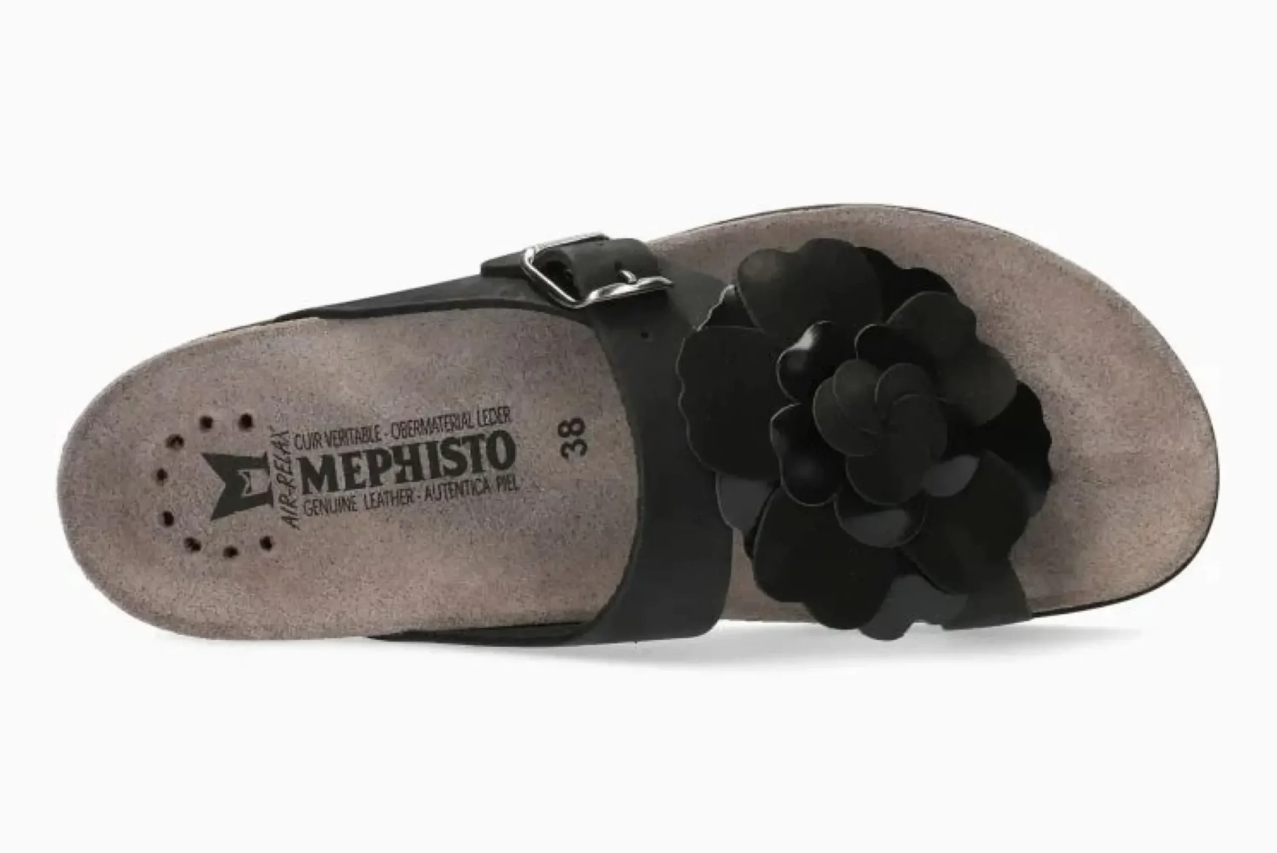 Outlet Mephisto Helen Flower Black Thong Sandal